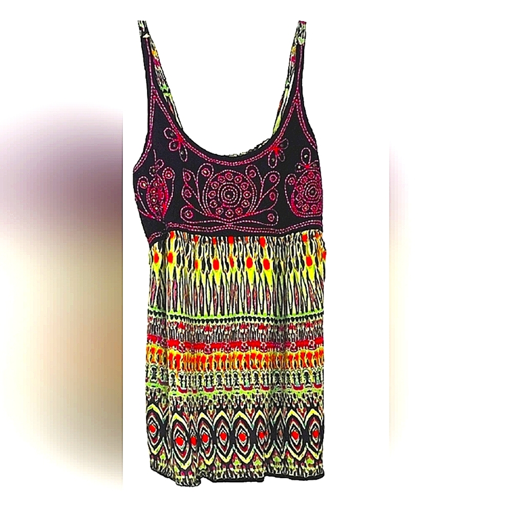 Womens Patterned Embroidered Baby Doll Top